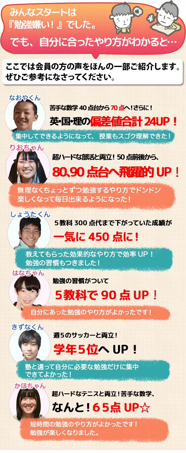 成績アップ体験談